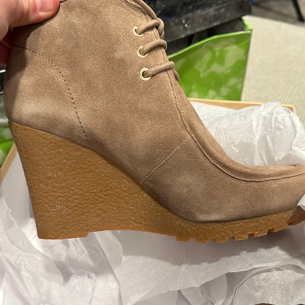 Michael Kors Tan Suede Wedge Boots